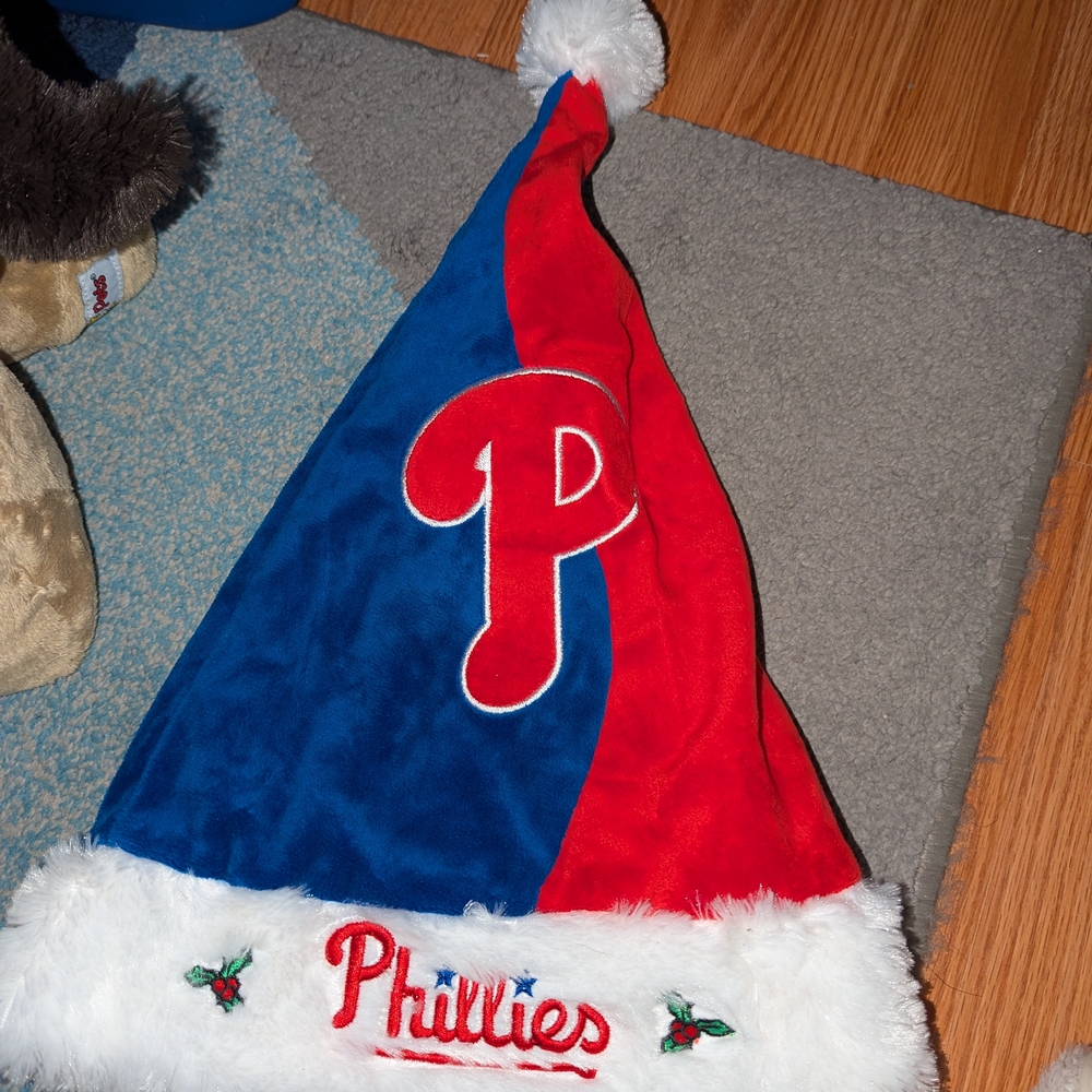 Phillies Red and Blue Santa Hat